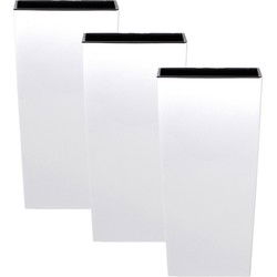 Prosperplast Bloempot Urbi - 3x - wit - kunststof - 32 x 32 x 61 cm - Plantenpotten