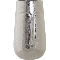 Bloemenvaas zilver van aluminium met gezicht 16 x 28 cm - Vazen