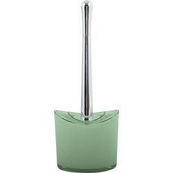 MSV Toiletborstel in houder/wc-borstel Aveiro - PS kunststof/rvs - groen/zilver - 37 x 14 cm - Toiletborstels