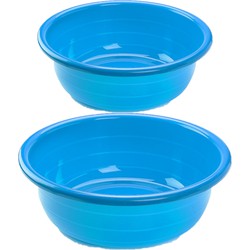 Voordeel set multi-functionele kunststof afwas teiltjes blauw in 2-formaten - Afwasbak