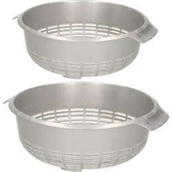 Forte plastics kunststof keuken vergieten 2x combiset zilvergrijs 27 x 10 cm en 23 x 9 cm - Vergieten