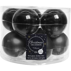 Decoris Kerstballen set - 10x stuks - zwart glas - 6 cm - glans - Kerstbal