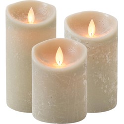 Set van 3x stuks Taupe Led kaarsen met bewegende vlam - LED kaarsen