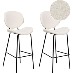 LUANA - Barkruk set van 2 - Wit - Bouclé