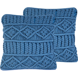 KARATAS - Sierkussen set van 2 - Blauw - 45 x 45 cm - Katoen