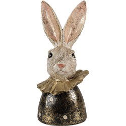 Clayre & Eef Beeld Konijn 23 cm Wit Goudkleurig Polyresin Paasdecoratie