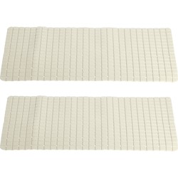2x stuks anti-slip badmatten creme wit 69 x 39 cm rechthoekig - Badmatjes