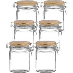 Urban Living Weckpot/inmaakpot - 10x - 700 ml - glas - met beugelsluiting - bamboe deksel - Weckpotten