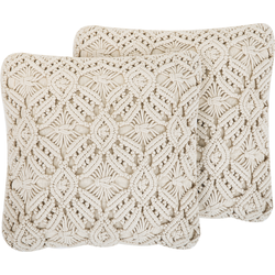 ESENKOY - Sierkussen set van 2 - Lichtbeige - 50 x 50 cm - Katoen