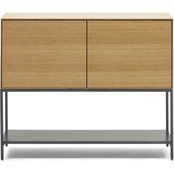 Kave Home - Vedrana 2-deurs dressoir in walnootfineer met stalen poten, 97,5 x 80 cm