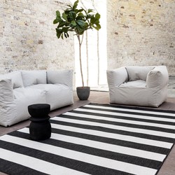 Buitenkleed Stripes zwart/wit dubbelzijdig Zwart,Wit - Polypropyleen - 200 x 290 cm - (L)