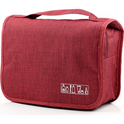 Decopatent® Ophangbare Toilettas met Haak - Dames & Heren - Travel bag Organizer - Waterdichte Reis tas - Mannen & Vrouwen - Rood