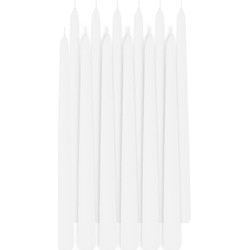 12x Lange kaarsen wit 30 cm 13 branduren dinerkaarsen/tafelkaarsen - Dinerkaarsen