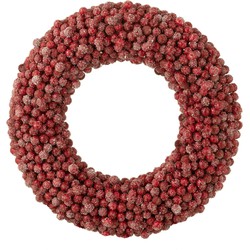 J-line - Krans Rond Bessen Plastiek Rood Large - 45x6x45cm