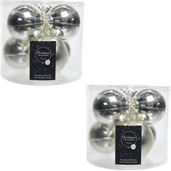 Kerstboomversiering zilveren kerstballen van glas 8 cm 12x stuks - Kerstbal