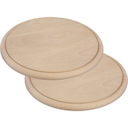 Serveer plank - Set van 2x stuks - D25 cm - hout - rond - ham plankje - broodplank - Serveerplanken