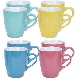 Excellent Houseware Koffie mokken/bekers Costa - 12x - keramiek - met oor - 340 ml - Bekers
