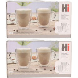 8x Dubbelwandige koffie/espresso/whiskey glazen transparant 270 ml - Koffie- en theeglazen