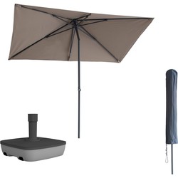 Kopu® Leon Parasol Rechthoek 150x250 cm - met Hoes en Voet - Taupe