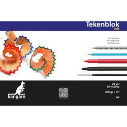 Kangaro K-5551 Tekenblok 210x297mm 200gr 20 Vel, Wit