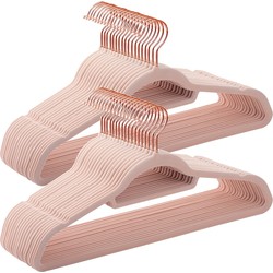 Set van 50 Antislip Fluweel Roze Kleerhangers met Draaibare Haken