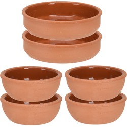 10x Tapas schaaltjes set 150 ml en 450 ml terracotta - stenen bakjes - Snack en tapasschalen