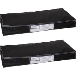 2x Stuks dekbed/kussen opberghoes zwart met vacuumzak 98 x 45 x 15 cm - Opberghoezen