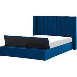 NOYERS - Waterbed opbergruimte - Marineblauw - 160 x 200 cm - Fluweel