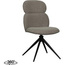 LABEL51 Eetkamerstoel Finn - Truffel grijs - Boucle - Black Frame