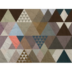 Sanders & Sanders fotobehang grafische driehoeken bruin, beige en blauw - 360 x 270 cm - 600504