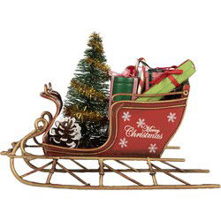 Clayre & Eef Kerstdecoratie Beeld Slee Rood Metaal