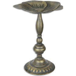 AN IRON BIRD BATH ON STAND