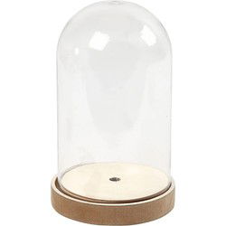 Creotime decoratie stolp - kunststof - houten bruin plateau - D11 x H18 cm - Decoratieve stolpen