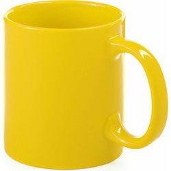 Bellatio Design Koffie mokken/bekers - keramiek - geel - 370 ml - Bekers