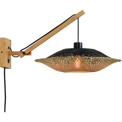 Wandlamp Kalimantan - Bamboe/Zwart - 55x44x45cm