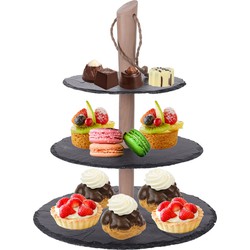 High tea etagere - 3-laags - leisteen - 30 cm - Etageres