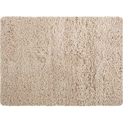 MSV Badkamerkleedje/badmat tapijt - voor de vloer - beige - 50 x 70 cm - langharig - Badmatjes