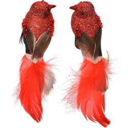 Clayre & Eef Decoratie Vogels Rood Kunststof