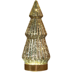 Kerstboompje glas 10led op batterij met timer 23.5x10 cm metallic goud