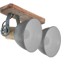 Mexlite - spot - Gearwood - grijs - metaal rubber wood - opbouwspot - E27 - 7969GR