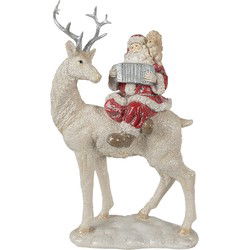 Clayre & Eef Beeld Kerstman 31 cm Rood Wit Polyresin