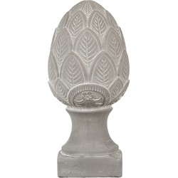 Clayre & Eef Beeld Dennenappel Ø 16x33 cm Grijs Steen Kerstdecoratie