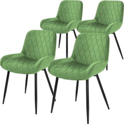Set van 2 eetkamerstoelen met rugleuning & armleuning salie fluwelen bekleding met metalen poten ML design
