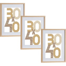 3x stuks houten fotolijst bruin geschikt voor een foto van 30 x 40 cm of 40 x 50 cm - Fotolijsten