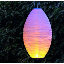 Solar lampion met vlameffect wit 30x50 cm