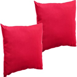 Set van 2x stuks bank/sier/tuin kussens voor binnen en buiten in de kleur rood 40 x 40 x 10 cm - tuinstoelkussens