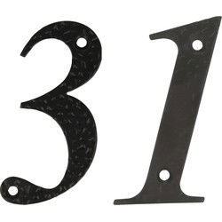 AMIG Huisnummer 31 - massief gesmeed staal - 10cm - incl. bijpassende schroeven - zwart - Huisnummers