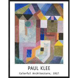 Any Image Print 'Colorful Architecture by Paul Klee Poster' - Schilderij - Wanddecoratie - Inclusief beukenhouten lijst - Poster - 73x93cm - Zwarte lijst met Passe Partout