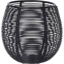 Theelicht/waxinelichthouder metaal draad - zwart - D10 cm - Waxinelichtjeshouders