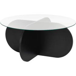 Salontafel met gekruiste poten en blad van gehard glas Ø75 cm - AERIS
